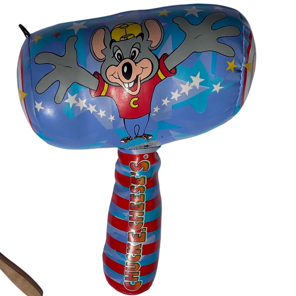 Chuck E. Cheese Plush Mallet Hammer Arcade Prize Vintage‎ Toy Blue Red